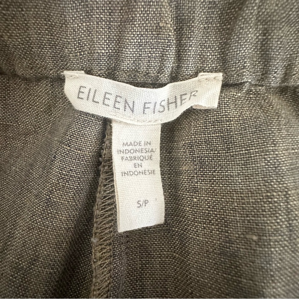 Eileen Fisher Washed Organic Linen Delave Lantern Pant Tarragon Green Small EUC - Picture 3 of 9